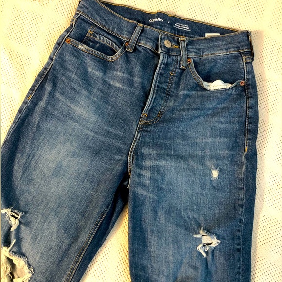 Old Navy Distressed High Rise Button Fly Jeans Sz 4 - Picture 6 of 6